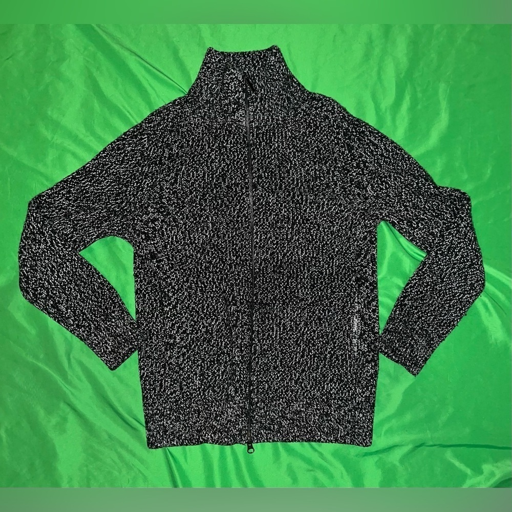 100% Wool Everlane Black and White Zip-Up Sweater size XS
